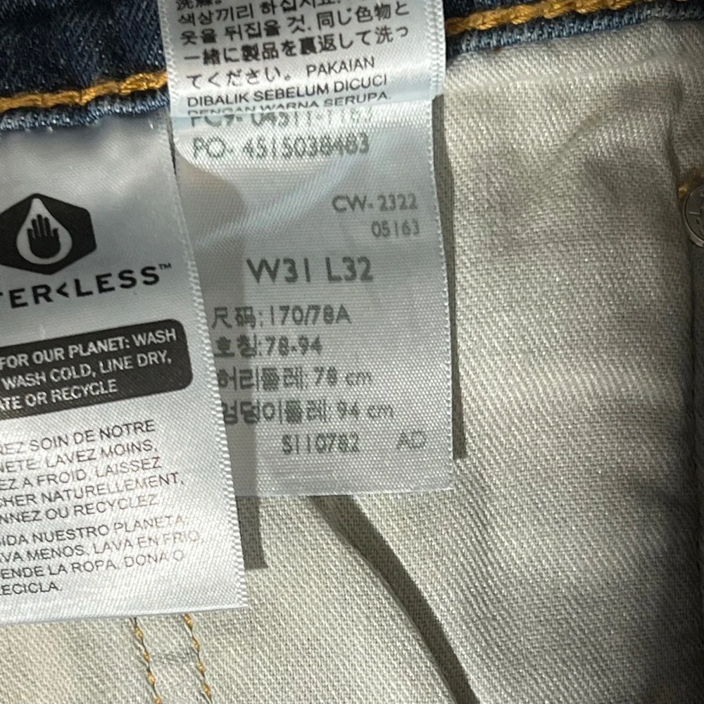 Levis 511 Slim Fit Stretch Jeans Mens 31x32 Blue Denim 04511-1163 WaterLess